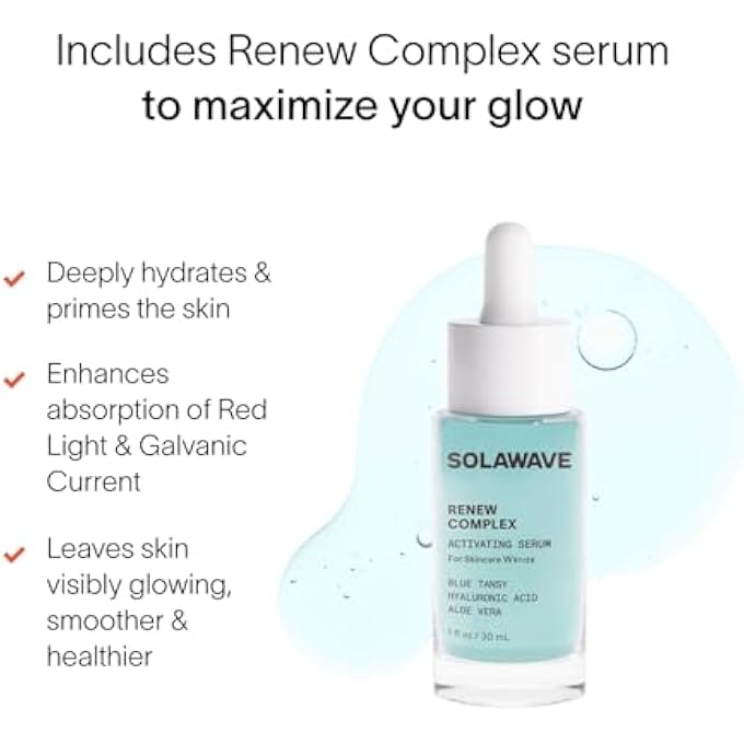 SOLAWAVE مجموعة عصا تجديد إشراقة 4 في 1 وسيروم، عصا العناية بالبشرة للوجه مع جهاز تدليك الوجه، عصا الوجه مع سيروم تجديد المركب - Image 4